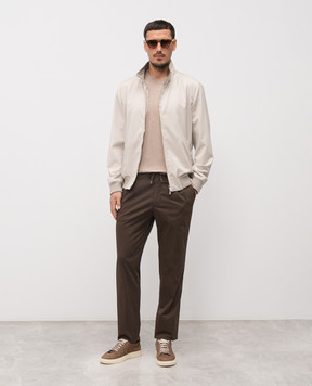 Enrico Mandelli Beige silk T-shirt with logo 3K063A5674