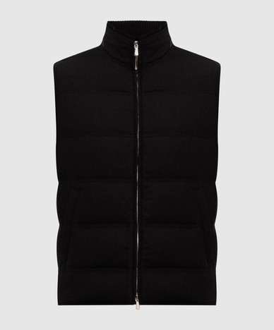 Black cashmere down vest