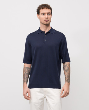 ISAIA Blue silk polo shirt MG8262Y0470