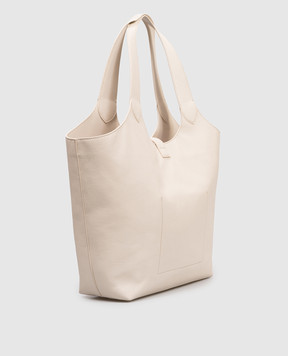 Twinset Ivory leather tote bag with logo 261TB7130