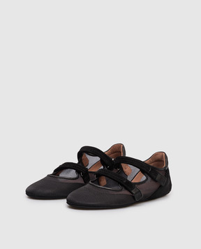 Premiata Black combination ballet flats with Velcro M7312