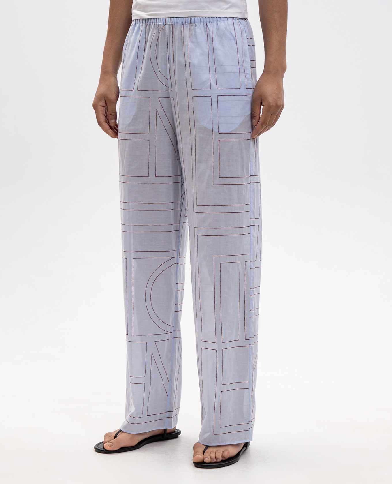 

Blue pants with contrasting monogram embroidery Toteme, Light blue