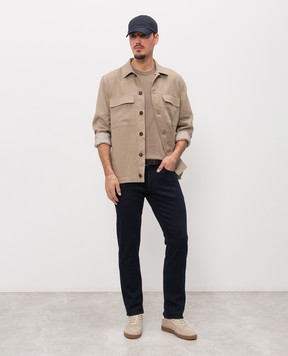 Peserico Brown linen shirt jacket R5225502597