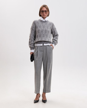 Peserico Grey wool trousers with lapels A0408203359