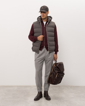 Brunello Cucinelli Burgundy melange cardigan made of cashmere, silk and linen MSY00106