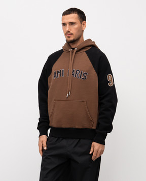 Ami Paris Brown hoodie with logo HSW768747