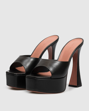 Amina Muaddi Dalida black leather mules C9S357123DAL