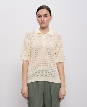 Peserico Yellow top with polo collar S99120F0509110