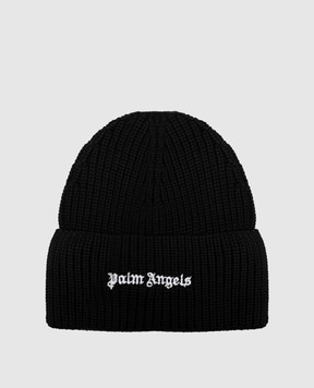 Palm Angels Black hat with contrasting logo embroidery PAMLC002KN001