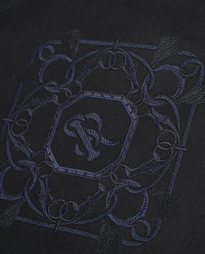 Stefano Ricci Children's black T-shirt with embroidered monogram logo YNH6101470LUXT