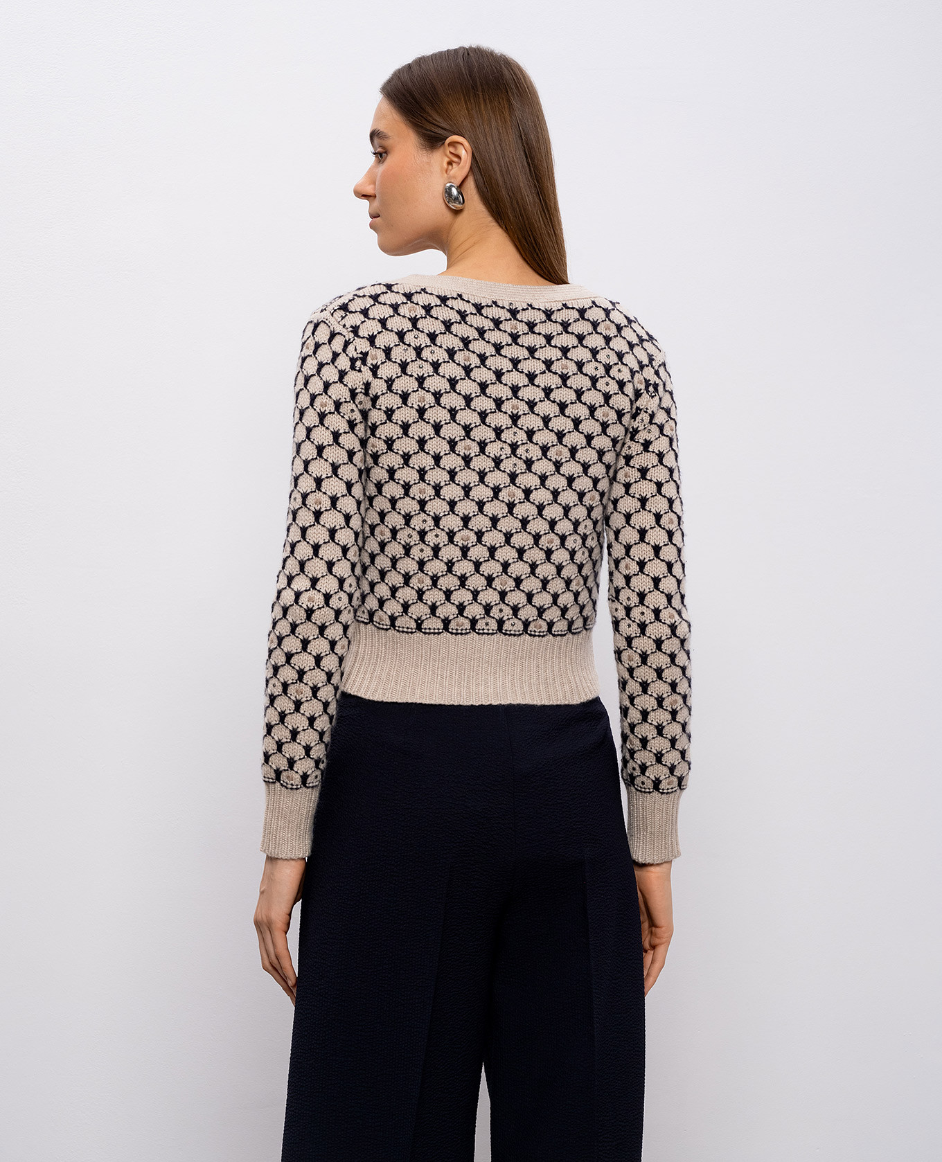 Beige MXMMASTRO cardigan made of wool and cashmere with a pattern Max Mara 4