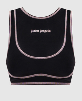 Palm Angels Black top with logo print PWVO022S26FAB001