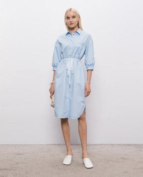 Peserico Blue shirt dress with monil chain S0256701979