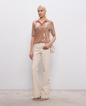 Twinset Beige jeans with logo patch 261TP211B