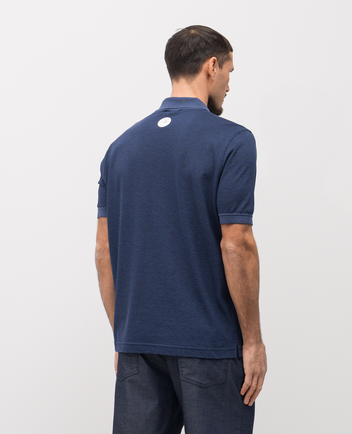 Blue silk polo with emblem Stefano Ricci 4