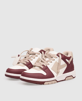 Off-White Out Of Office burgundy leather sneakers OF05726609