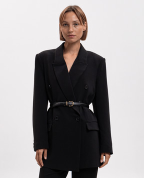 Twinset Black double-breasted jacket with belt 262LI2DQQ