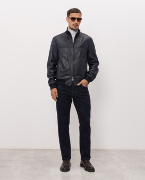 Stefano Ricci Blue leather jacket M7J6300200NPSTR6