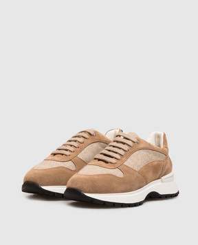 Doucal's Combined sneakers with fur DD8828WHINPN724