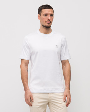 Brunello Cucinelli White T-shirt with embroidered emblem M0B137451G