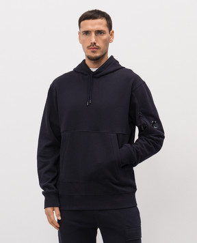C.P. Company Blue hoodie with logo patch MSS714A005086W