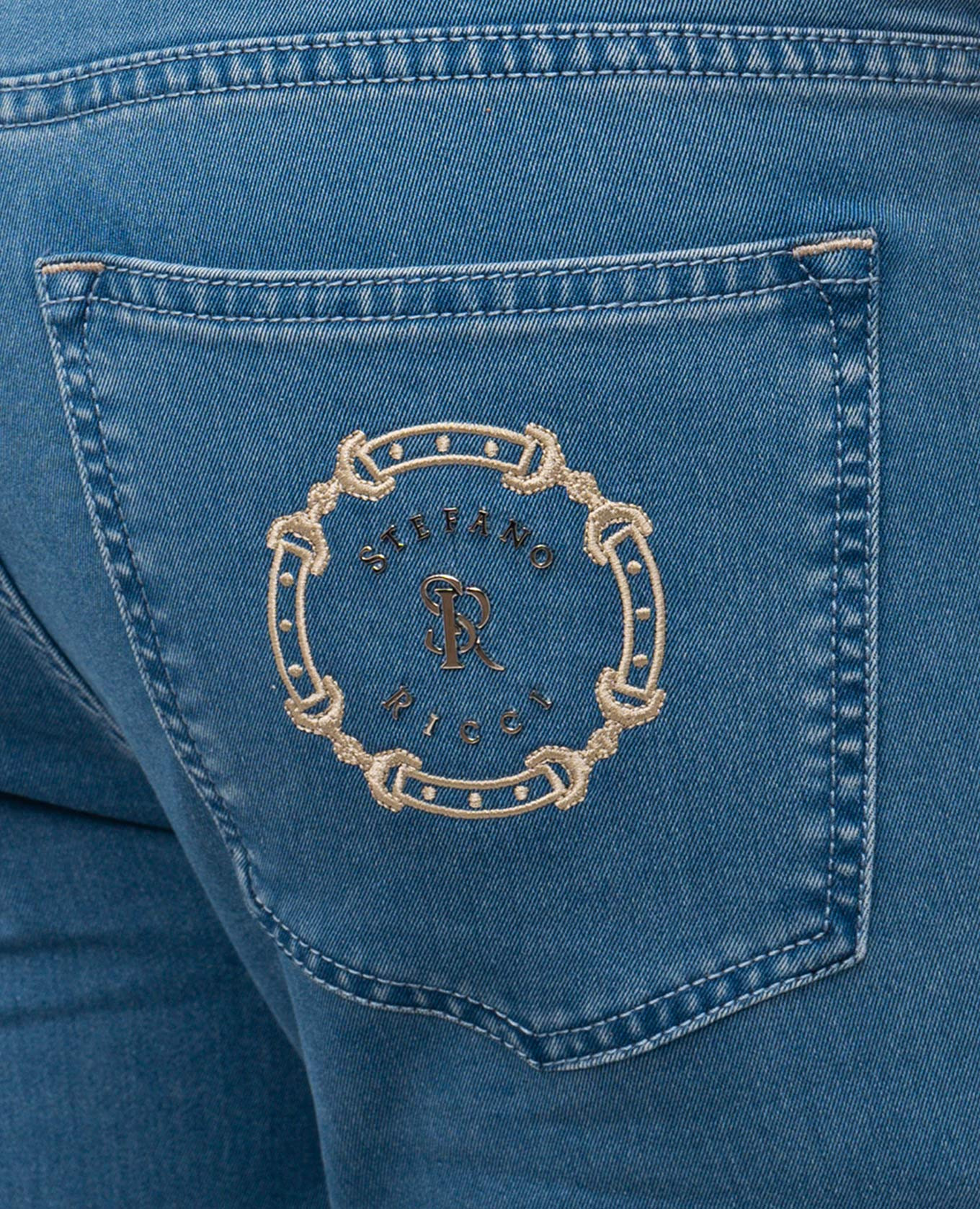 Blue jeans with monogram logo Stefano Ricci 5