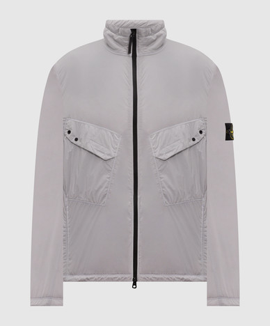 Blue jacket with logo patch