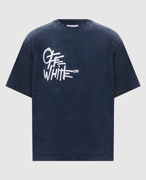 Off-White Blue T-shirt with branded print 44MAA120S26J00G