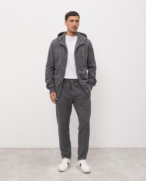 Dolce&Gabbana Grey track jacket with monogram logo patch G9BGDZG7PZT