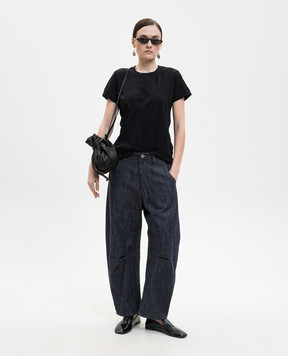 Y`S Yamamoto Black Smocking JQ T-shirt YQT13674