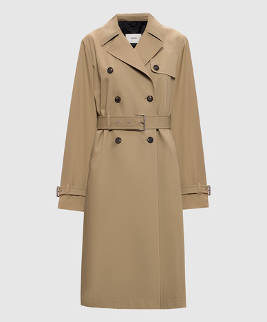 Dubbelknoopsluiting kaki trenchcoat