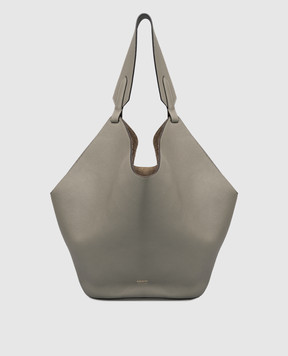 Khaite Grey leather tote bag with logo HAITEBAG