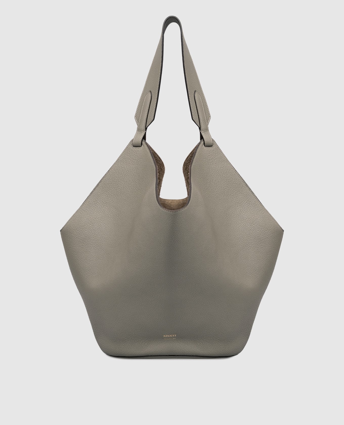 

Grey leather tote bag with logo Khaite