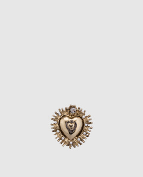 CelesteG Gold heart-shaped ring with beads 1180
