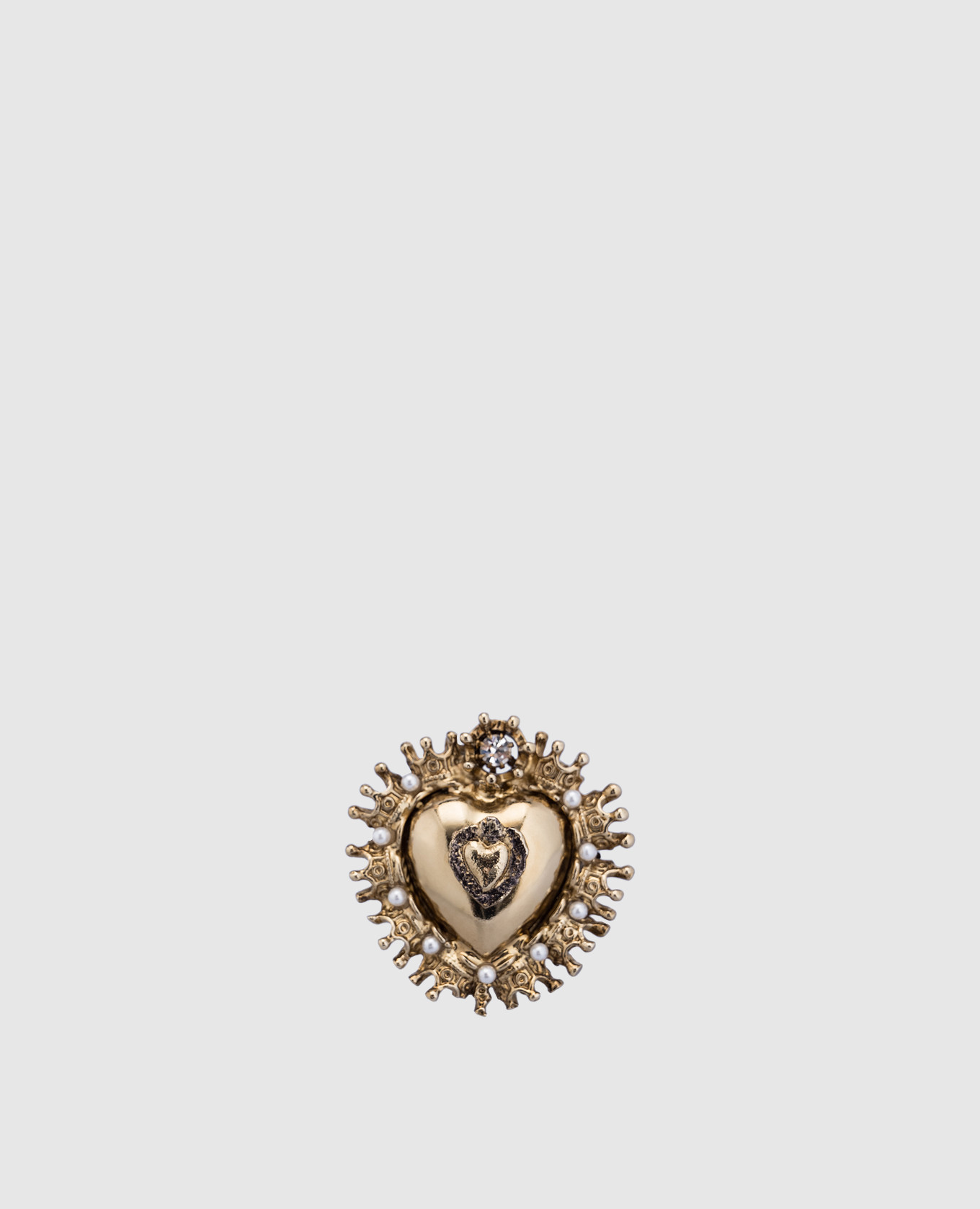 Gold heart-shaped ring with beads