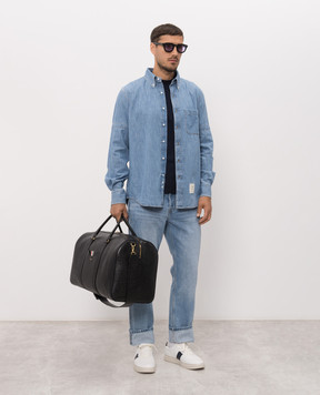 Thom Browne Blue denim shirt with logo patch MWL412OF1210