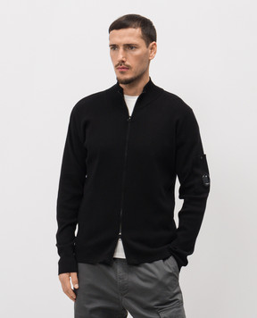 C.P. Company Black cardigan with logo patch MKN096A110560A