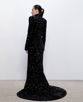 Richard Quinn Black velour maxi dress with sequins RQSS26CARRYO29