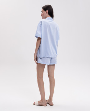 Dore & Rose Blue striped pajamas with logo embroidery SHORSLEEVESTRIPEDPJ