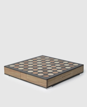 Brunello Cucinelli Krion walnut chess and checkers set in a case MLWOGAM827
