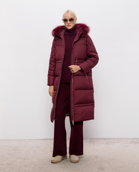 Be Florence Burgundy down jacket with fox fur BE26111