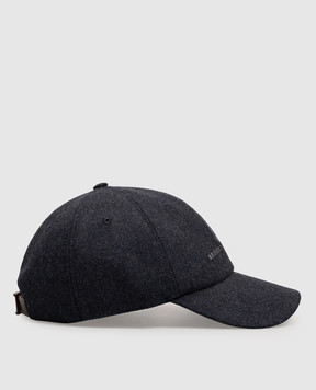 Brunello Cucinelli Blue wool cap with logo embroidery M038P9850