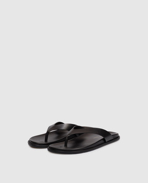 Stuart Weitzman Black leather flip-flops MARYKATE SN616