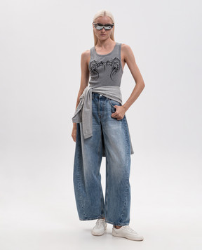 Vetements Grey ribbed T-shirt with print MH27TT215G
