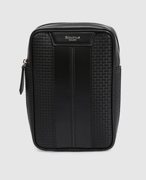 Serapian Black leather sling bag with logo SRSTSMML738715ACG2