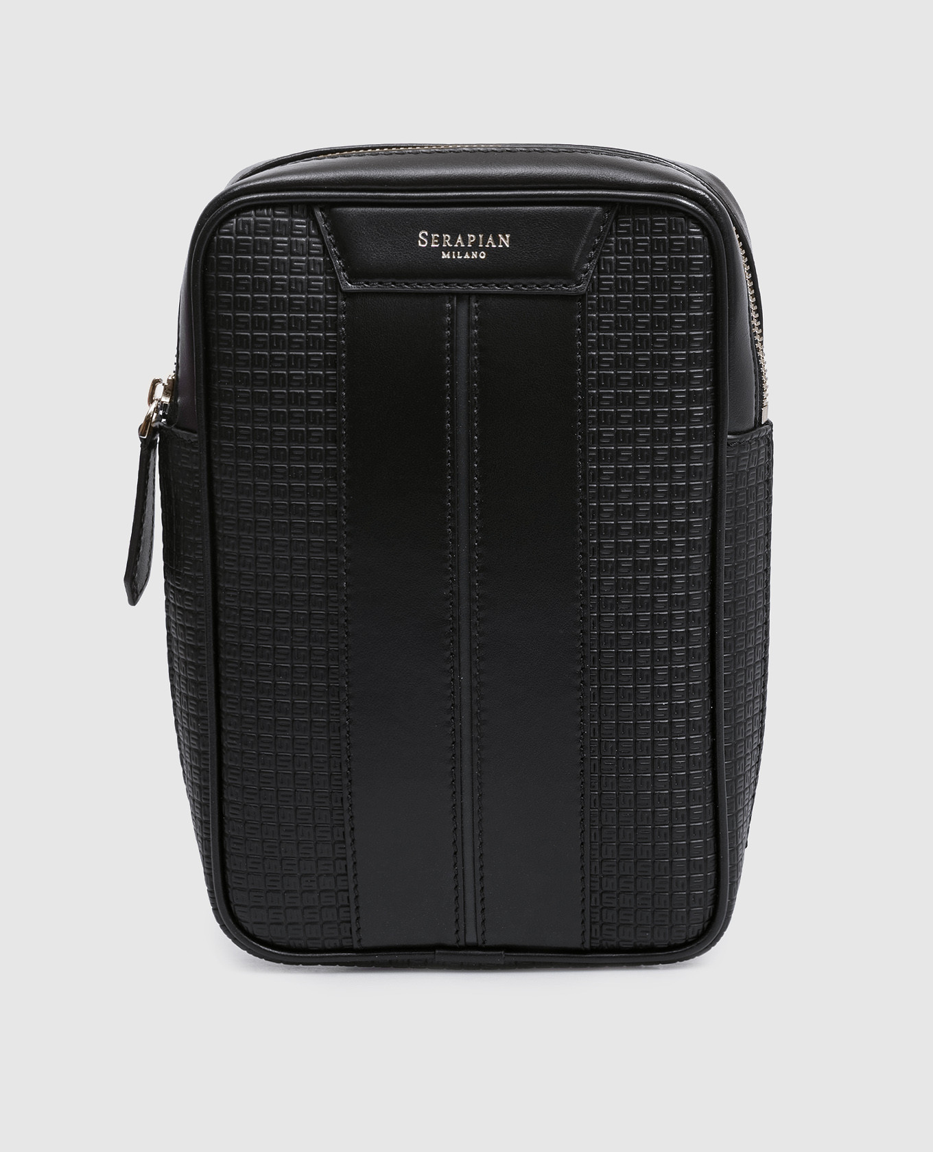 

Black leather sling bag with logo Serapian