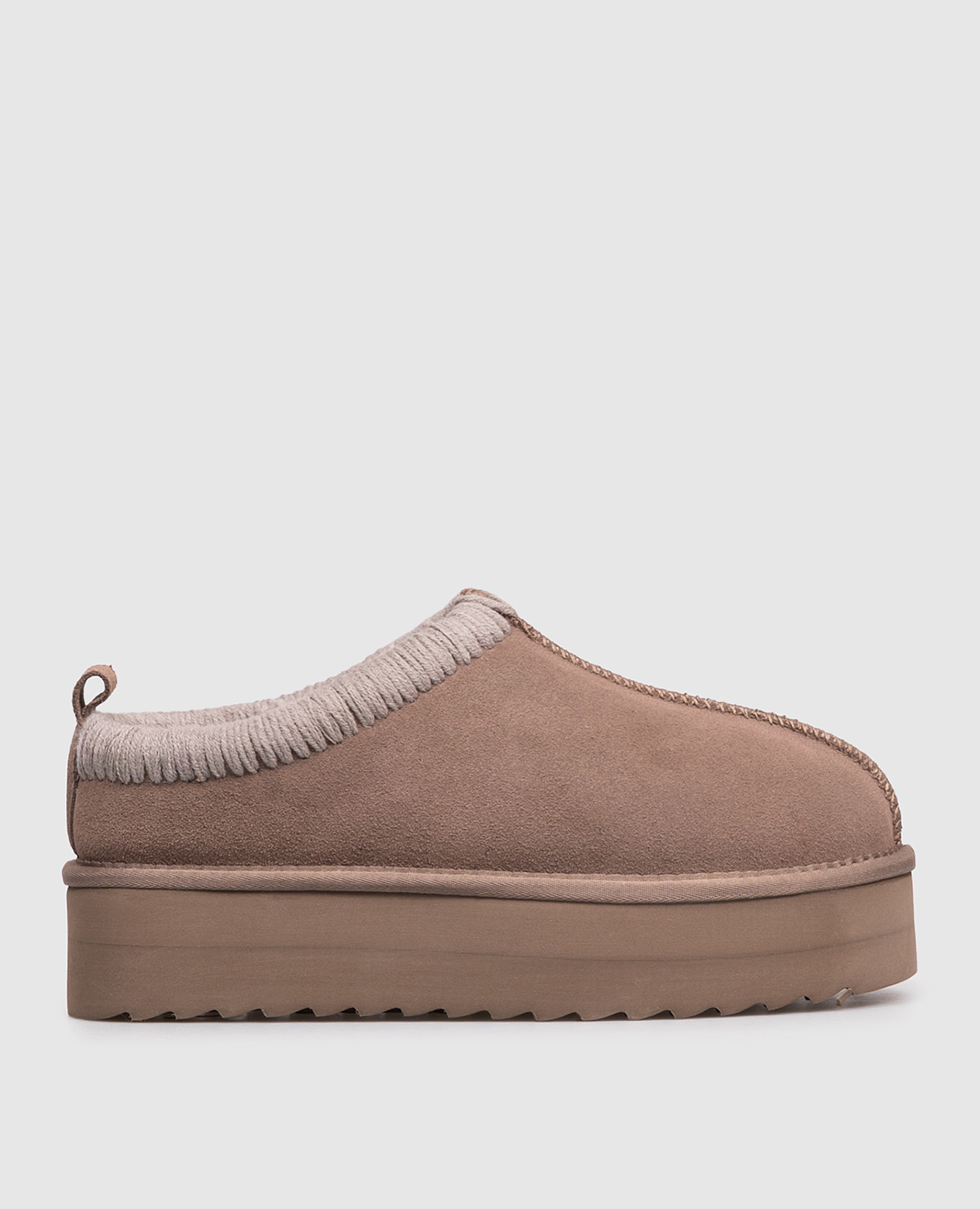 

Brown suede platform clogs with fur trim Colors of California