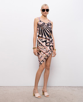 PUCCI Asymmetrical silk top with branded print 6HRM476H854