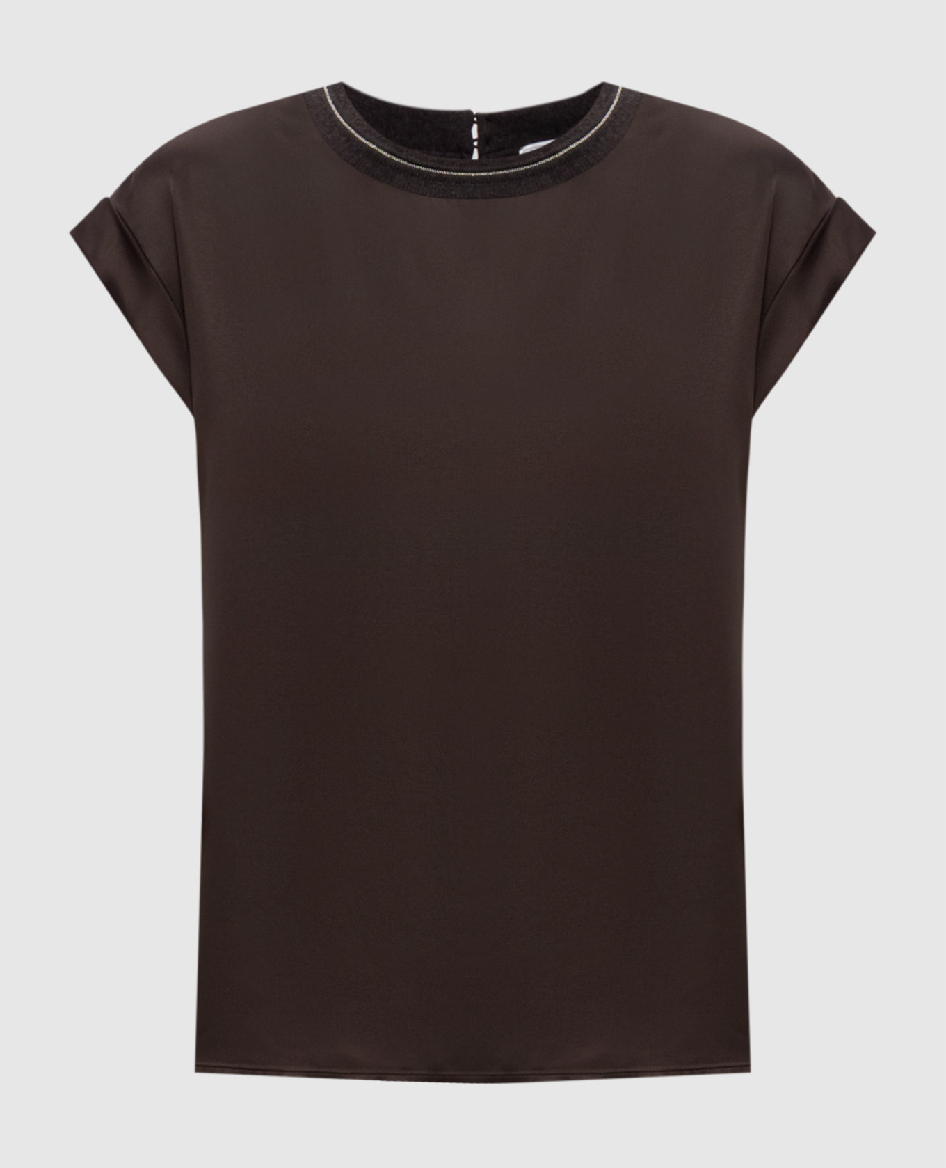 Brown blouse with monil chain