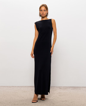 Peserico Dark blue dress with monil chain E02822J005031